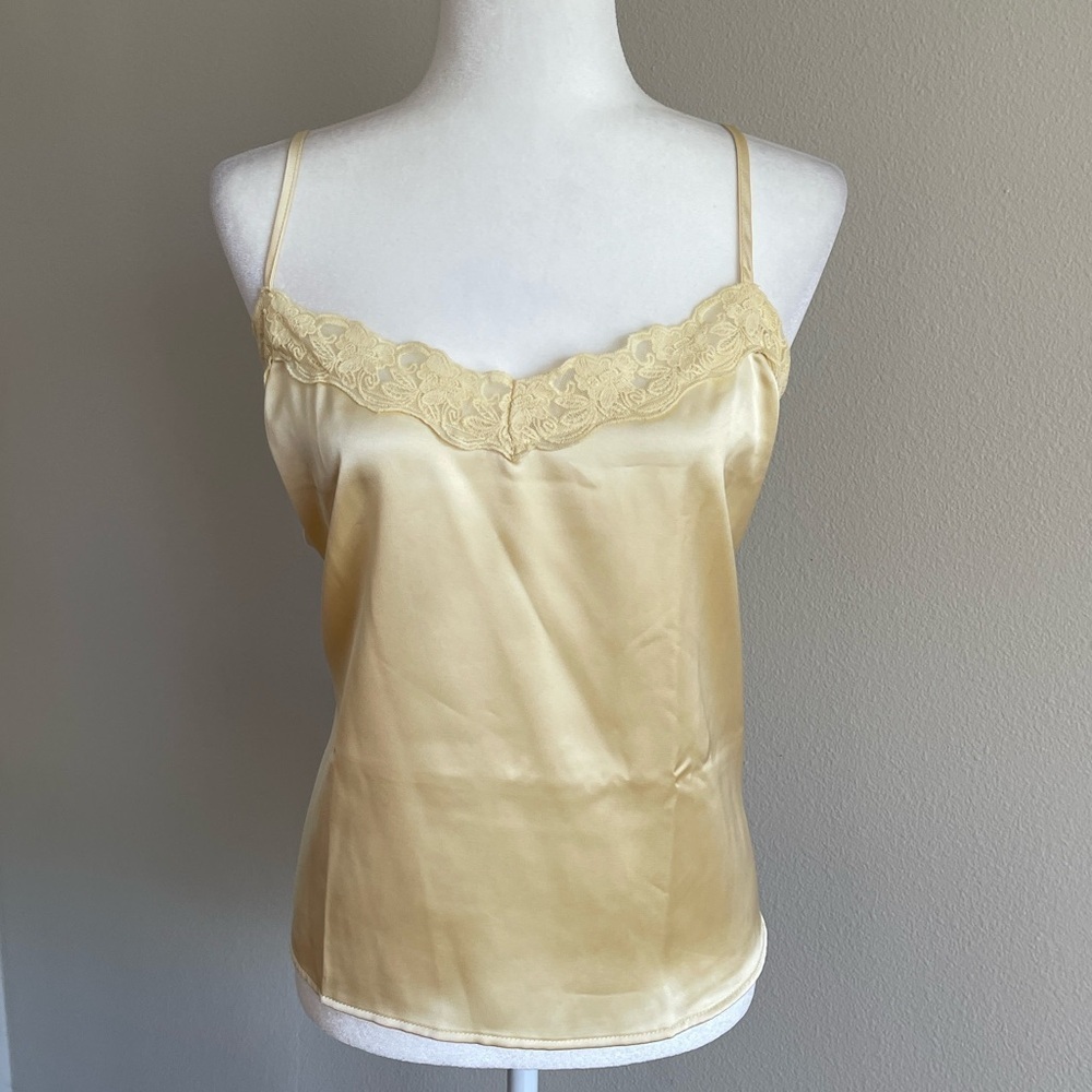 Fashion Nova Gold Satin Lace Cami Top Size 1X
